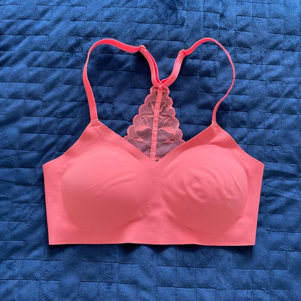 True & Co. Pink Lace Racerback Bra